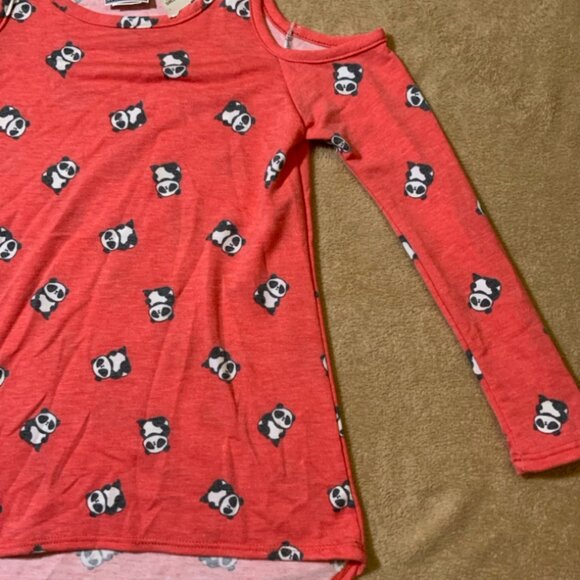 Dreamgirl Sz 7/8 Peach Cold Shoulder Hi-low Long Sleeve‎ Round Neck Panda (E) - Picture 3 of 8